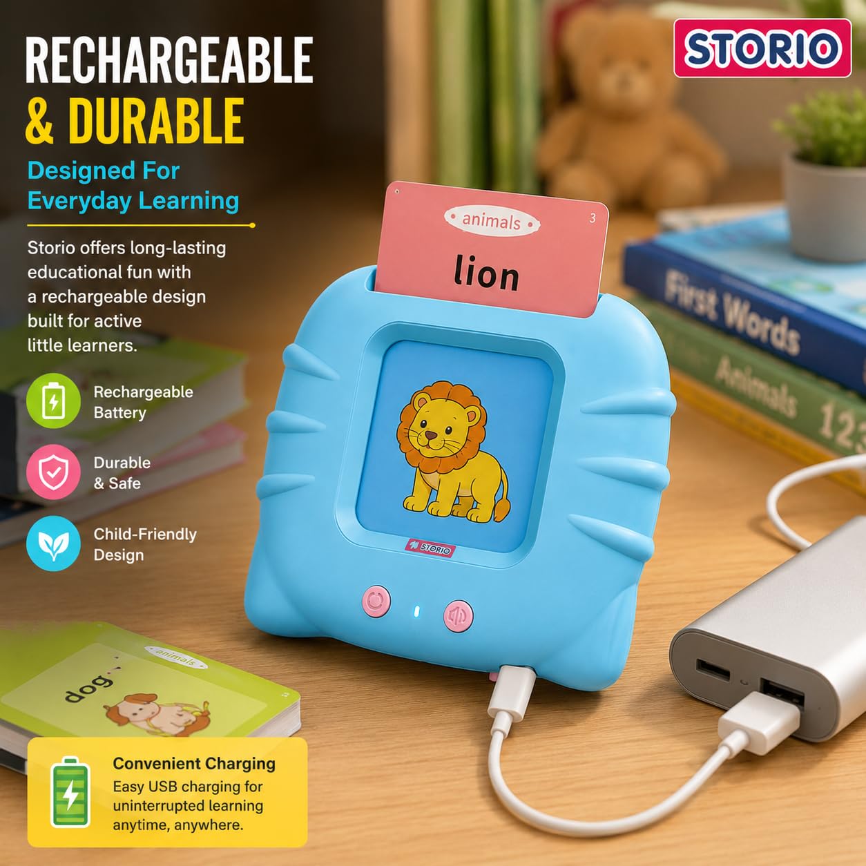 Storio Montessori Talking Flash Cards Educational Learning Toy